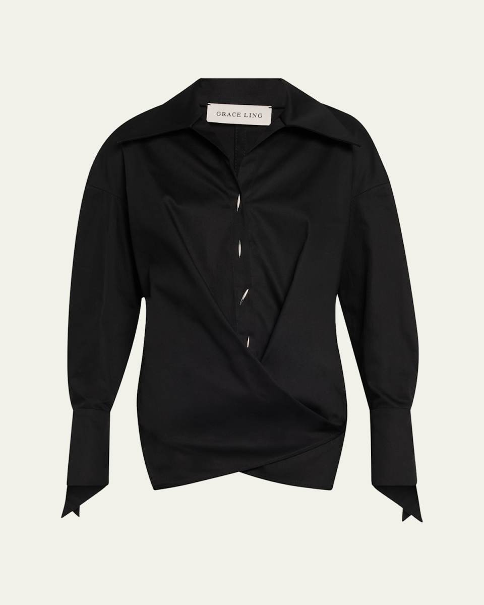 Collared Wrap Blouse
